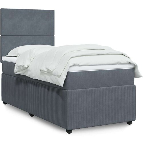 vidaXL Box spring krevet s madracem tamnosivi 90x200 cm baršunasti Cene