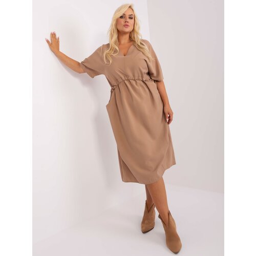 Fashion Hunters Camel dress larger size with ZULUNA pockets Slike