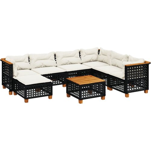  8-dijelni set vrtnih sofa od poliratana s jastucima crni Crna 55 x 55 x 36 cm Slike