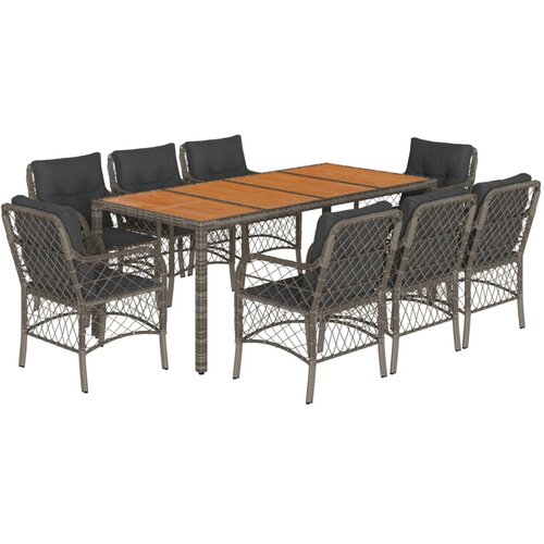  9-dijelni vrtni blagovaonski set sivi od poliratana Siva 190 cm table length Slike