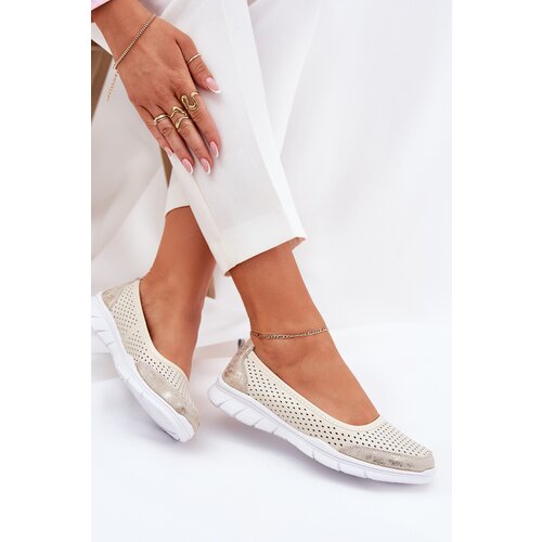 VINCEZA Leather Perforated Ballet Flats Slike