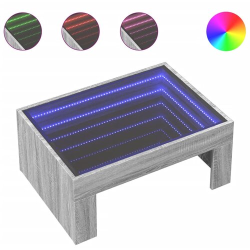 Maison Chic Klubska mizica - kavna mizica - Nizka mizica z neskončnimi LED siva sonoma 70x50x30 cm, (21751984) Slike
