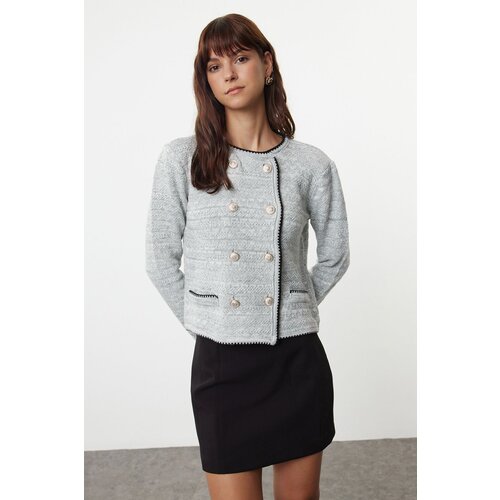 Trendyol Gray Double Breasted Knitted Cardigan Slike