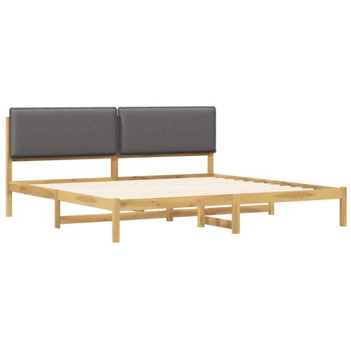  Krevetni okvir s tapiciranim uzglavljem - Bijelo prana i svijetlosiva 200 x 200 cm Slike
