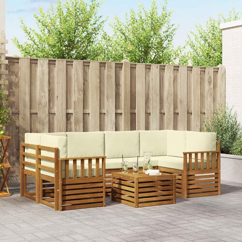  Set vanjskih sofa 7 kom. Prirodna i krem Čvrsto drvo akacije Cene
