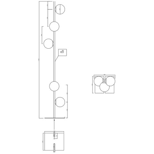  ondaluce - podna lampa monile 5xE14/10W/230V 170 cm crna/zadimljena crna Slike