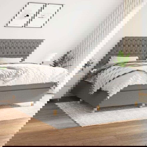 Box spring postelja z vzmetnico temno siva 180x200 cm blago, (20790680) Cene