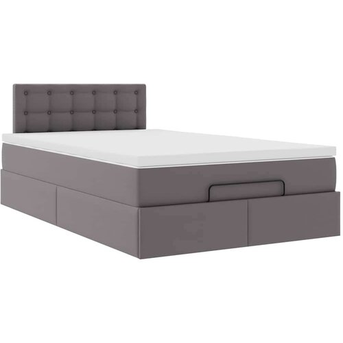 VidaXL otomanski okvir kreveta s madraca sivi 120x190cm umjetne kože Slike