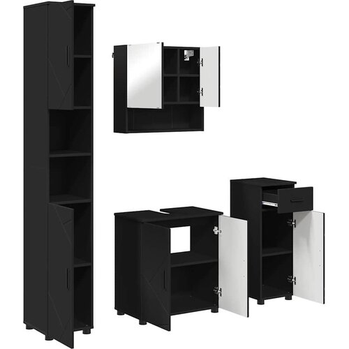  Set namje&amp;scaron;taja za kupaonicu 4 kom. Crna 61 x 35 x 64 cm Slike