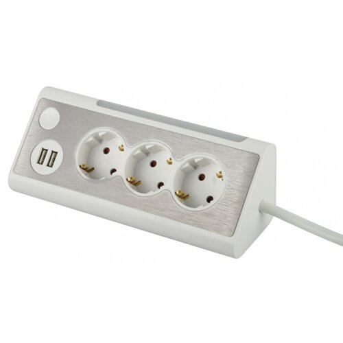 MaxTrack Kotni električni podalj&amp;scaron;ek 1,5m z 3x 230 V AC in 2x USB beli, (20443489) Slike
