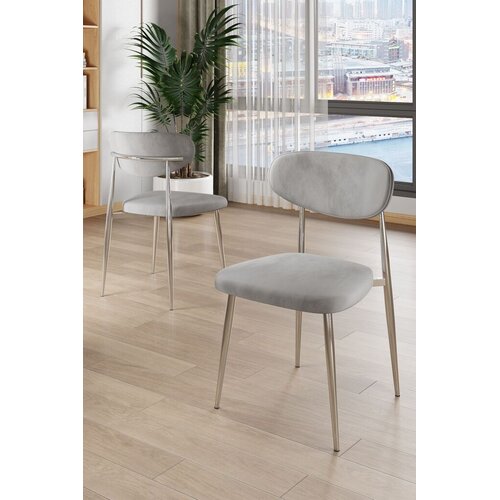 Hanah home Vina set stolica, 56x76x97 cm, 6 dijelova, svijetlosiva Slike