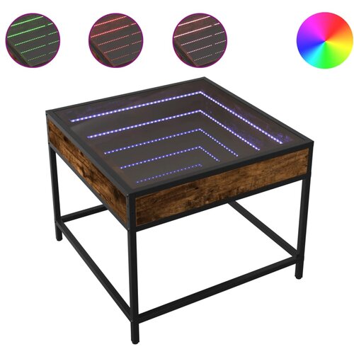 Maison Chic Klubska mizica - kavna mizica - Nizka mizica z neskončnimi LED dimljen hrast 50x50x41 cm, (21752308) Cene