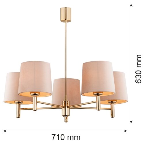  Argon 2105 - Luster na stalku PONTE 5xE27/15W/230V mesing/bež Slike