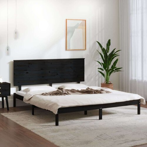  Za krevet od masivne borovine crni 200 x 200 cm Slike