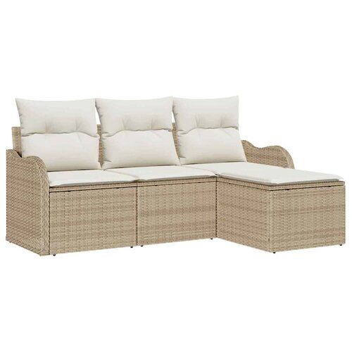 vidaXL Vrtna sedežna garnitura z blazino 4 pcs Bež poli ratan, (5000145703) Cene
