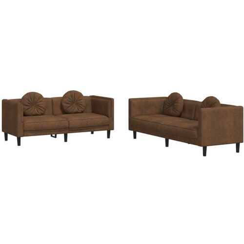 Maison Chic Sedežna garnitura - kavč 2-delna z vzglavniki rjav žamet, (21728508) Cene