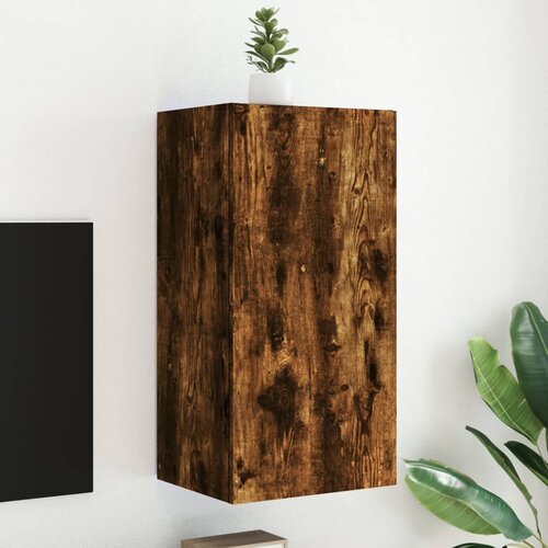 VidaXL Stenska TV omarica z LED lučkami dimljeni hrast 40,5x35x80 cm Slike