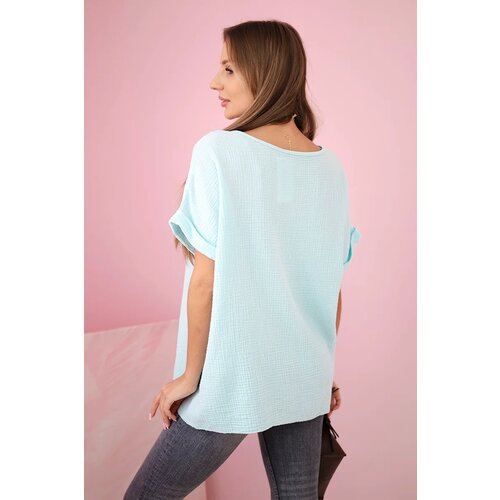 Kesi Włoski Muslin blouse with a necklace mint Cene