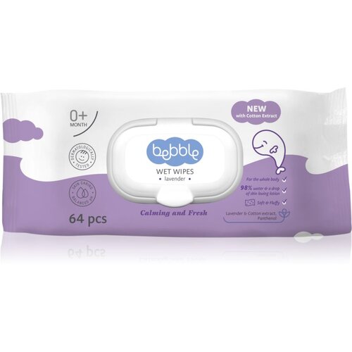 Bebble Wet Wipes Lavender vlažni robčki za otroke s sivko 64 kos Cene