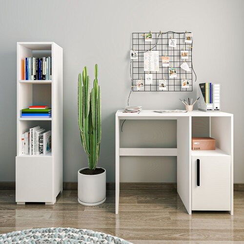 Woody Fashion radni sto sa policom za knjige kuzey set white Cene