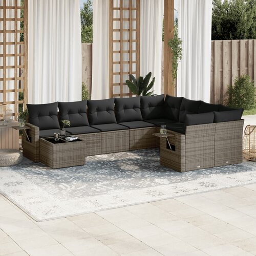  10-dijelni set vrtnih sofa od poliratana s jastucima sivi Cijene