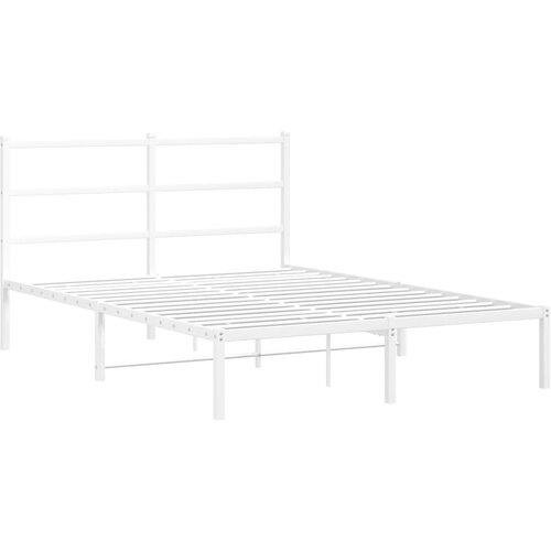  Metalni okvir za krevet s uzglavljem bijeli 140 x 190 cm Slike
