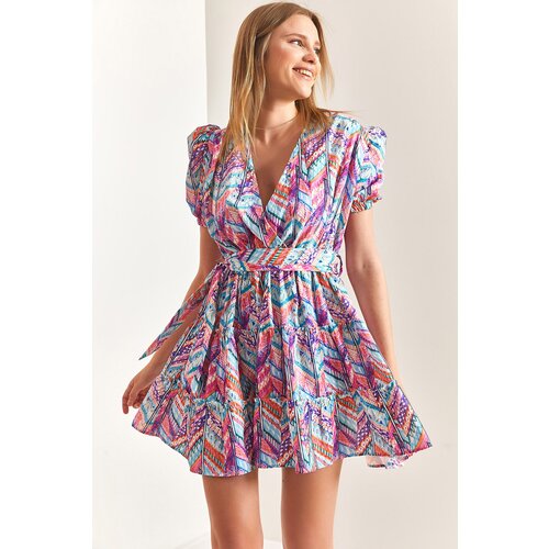 Bianco Lucci Women&amp;#039;s Balloon Sleeve V-Neck Dress Slike