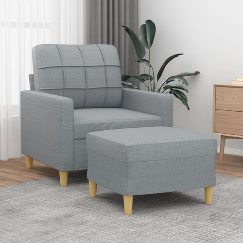 VidaXL Fotelj s stolčkom za noge svetlo siv 60 cm blago Slike
