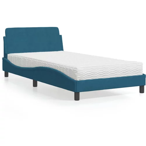  Krevet s madracem plavi 100 x 200 cm baršunasti