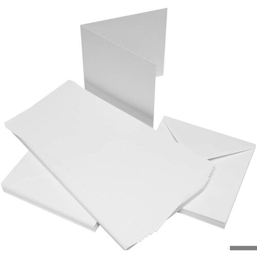 Craft Kuverte+Vizitke, Set 50, 15,24 X 15,24cm, Bele barve, (20631632) Cene