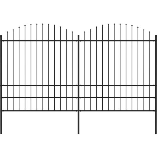 vidaXL Vrtna ograja s koničastimi vrhovi jeklo (1,75-2)x3,4 m črna Cene