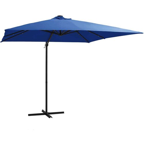 In Konzolni suncobran s čeličnom šipkom LED 250 x 250 cm azurni Cene