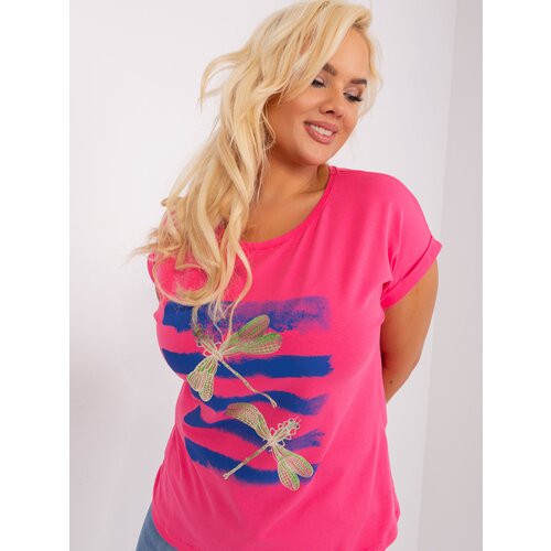 Fashion Hunters Dark pink blouse plus size with print Slike