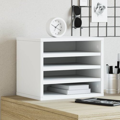 VidaXL Organizator za pisalno mizo bel 36x26x29,5 cm inženirski les Slike
