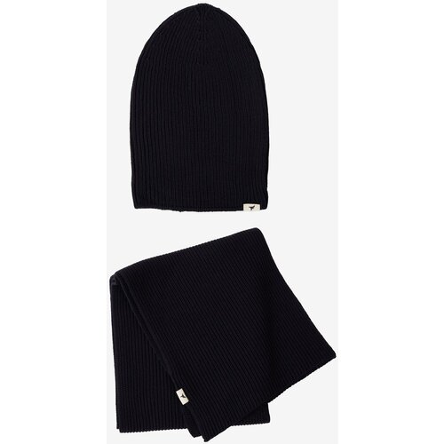 AC&Co / Altınyıldız Classics Men's Black Windproof Warm Knitwear Scarf-Beanie Set Slike
