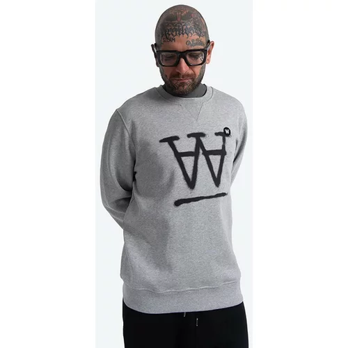 Wood Wood Bombažen pulover Tye Sweatshirt moški, siva barva