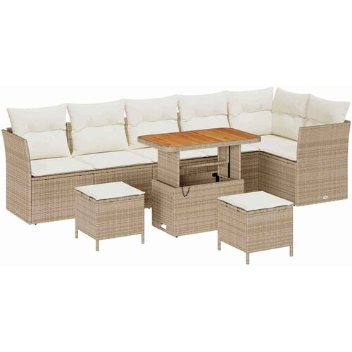 vidaXL Vrtna sedežna garnitura 9 pcs bež in krem 90 x 55 x 71 cm, (5000020475) Cene