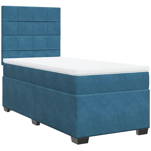 VidaXL Box spring postelja z vzmetnico modra 90x190 cm žamet, (21308175) Slike