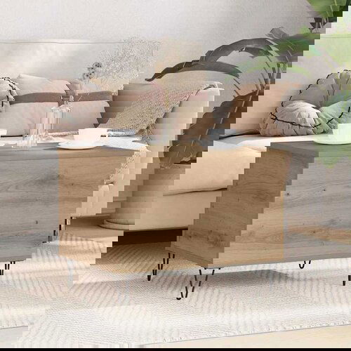 vidaXL Klubska miza Umetni hrast 60 x 44,5 x 45 cm Konstruiran les Cene