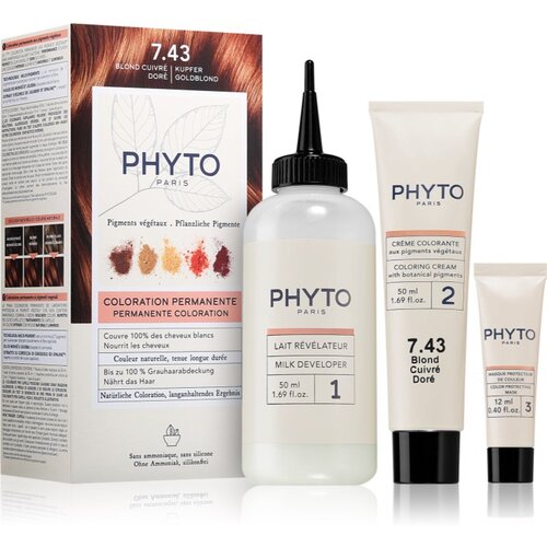 Phyto Color barva za lase z rastlinskimi izvlečki odtenek 7.43 Copper Golden Blonde 3 kos Cene