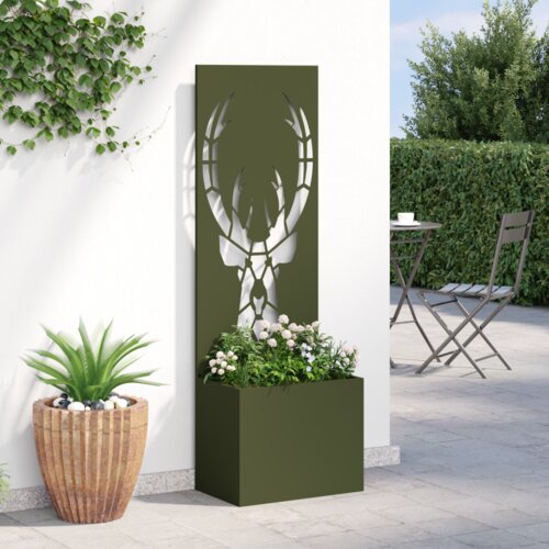 vidaXL Vrtni Sadič s Dekorativnom Pločom Maslinovo zelena 50 x 140 cm Cijene