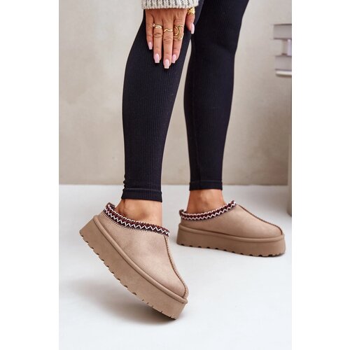 Boto PS1 Low Women&amp;#039;s Snow Boots With Embroidery On Platform Dark Beige Narirya Slike