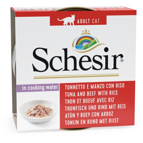 Schesir konzerva sa tunjevinom i govedinom sa rižom u sopstvenom soku za mačke adult 85g Cene
