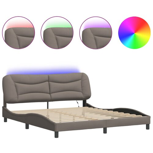 Maison Chic Posteljni okvir - Dvoposteljna postelja - Zakonska postelja z LED lučkami taupe 180x200 cm tkanina-J5675, (21766909) Cene