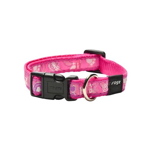 Rogz scooter klasična ogrlica za pse pink paw, m, 260-400/16mm, roze Cene