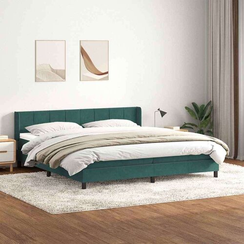 Box spring postelja z vzmetnico temno zelena 180x220 cm žamet, (21792493) Cene