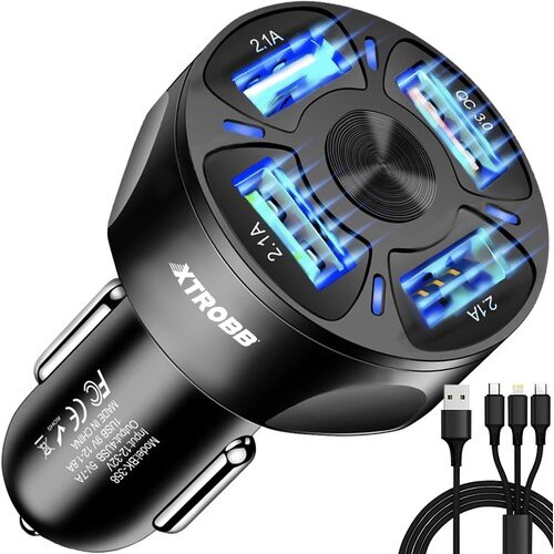  4x USB 3.0 brzi auto punjač 12-32V sa LED 3A + kabel za punjenje Slike