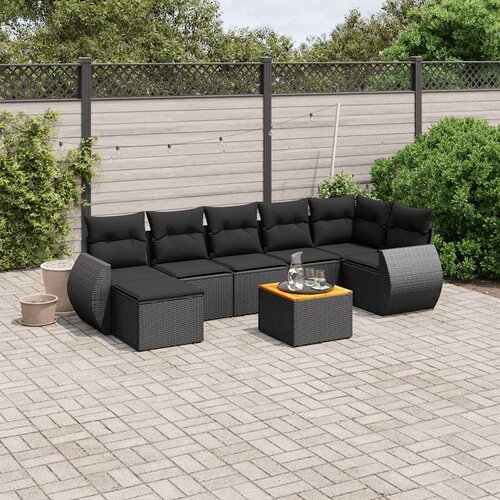  8-dijelni set vrtnih sofa od poliratana s jastucima crni Cijene
