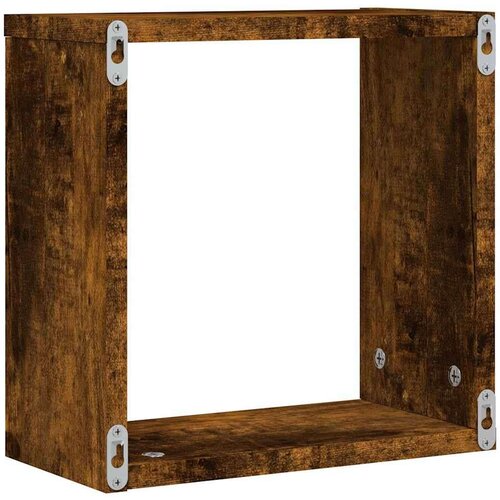 vidaXL Stenske police kockaste 2 kosa dimljeni hrast 30x15x30 cm Cene