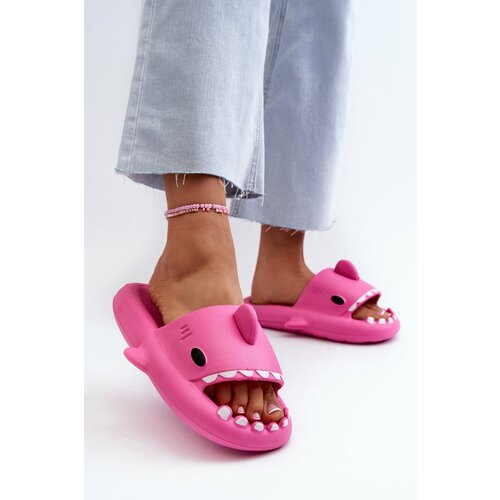 Kesi Women's lightweight foam slippers with shark motif Fuchsia Kasila Slike